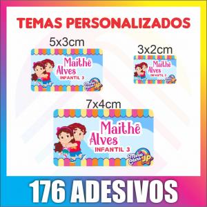 176 ETIQUETAS ESCOLARES ADESIVO A PROVA DE ÁGUA 30 ADESIVOS 7X5CM - 48 ADESIVOS 5X3CM - 98 ADESIVOS 3X2CM    